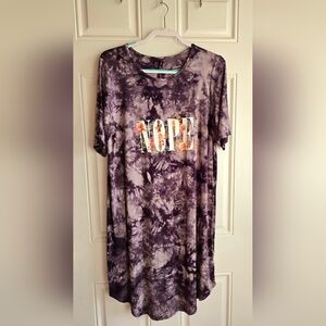 Torrid NOPE Super Soft T-shirt Dress- Purple Tie Dye w/ Fall Floral- Plus 1 (XL)